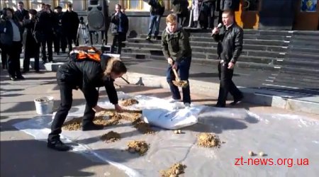 У Житомирі під стінами облради мітингували жителі сіл проти видобутку титану