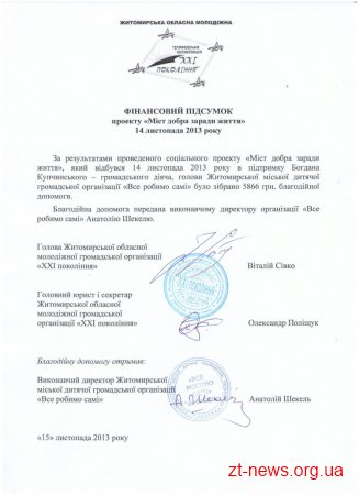 У Житомирі на благодійному концерті "Міст добра заради життя" зібрали 6 тис грн для Богдана Купчинського