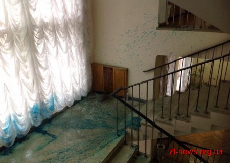 Під час перерви сесії Житомирської облради екс-губернатора Сергія Рижука облили зеленкою