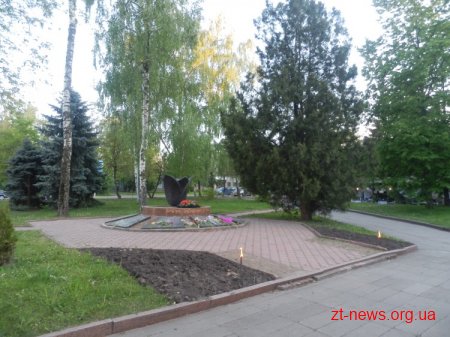 Житомирські афганці зібралися поруч з Монументом Слави й запалили факели