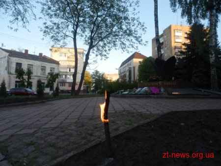 Житомирські афганці зібралися поруч з Монументом Слави й запалили факели
