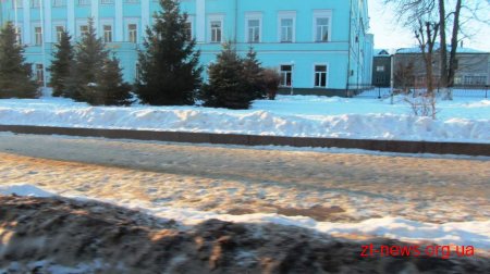 Мер Житомира вважає прибирання снігу на тротуарах та зупинках незадовільним