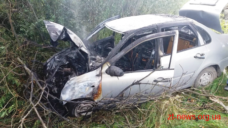 На Житомирщині внаслідок ДТП загорівся автомобіль