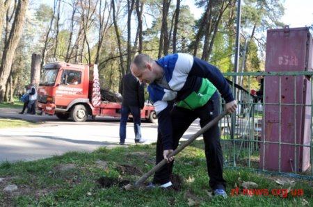 Працівники ОДА висадили алею з ялинок та бузку у Гідропарку