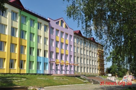 У Черняхівській гімназії тривають роботи з утеплення та фарбування фасаду
