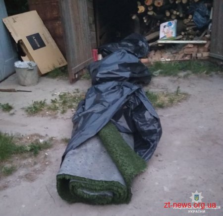 Правоохоронці розшукали частину штучного покриття поля викраденого з майданчику поблизу ліцею №24