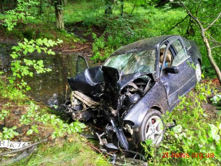 Поблизу Денишів BMW з’їхав у кювет та зіткнувся з деревом