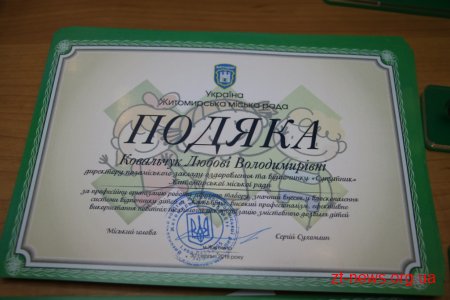 Кращих організаторів оздоровлення та відпочинку дітей в Житомирі нагородили відзнаками