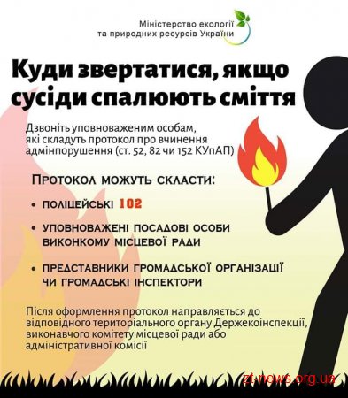 За спалювання листя та сміття житомирян можуть оштрафувати на суму до 1360 грн.