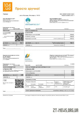 У березні житомиряни отримають квитанції за газ у новому форматі