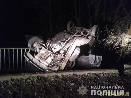 В Житомирській області на мосту ВАЗ перекинувся на дах