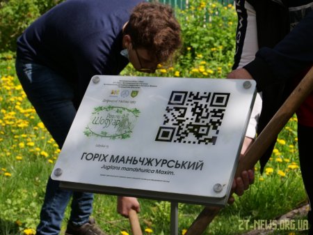 Студенти ЖДУ в міському парку встановили поблизу дерев інформаційні таблички з QR-кодами