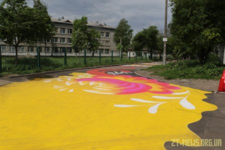 У Житомирі учні ліцею розмалювали частину дороги до школи