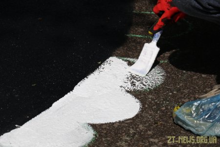У Житомирі учні ліцею розмалювали частину дороги до школи