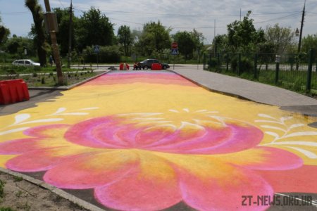 У Житомирі учні ліцею розмалювали частину дороги до школи