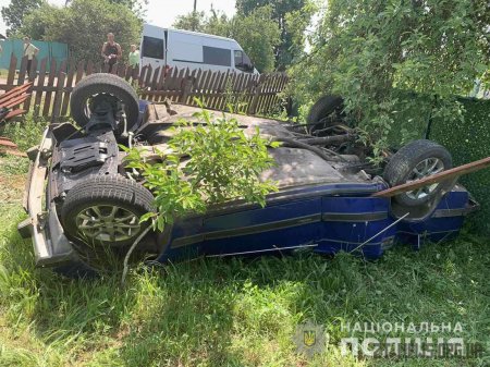 На Житомирщині ВАЗ з’їхав у кювет і перекинувся