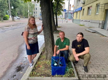 Працівники Зеленбуду у Житомирі лікують каштани від мінуючої молі